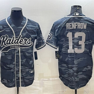 Men's Las Vegas Raiders #13 Hunter Renfrow Grey Camo With Patch Cool Base Stitched Baseball Jersey