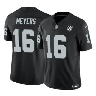 Men's Las Vegas Raiders #16 Jakobi Meyers Black 2024 F.U.S.E 65th Anniversary Patch Vapor Stitched Football Jersey