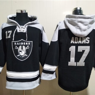 Men's Las Vegas Raiders #17 Davante Adams Black Ageless Must-Have Lace-Up Pullover Hoodie
