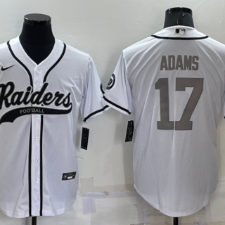 Men's Las Vegas Raiders #17 Davante Adams White Grey Cool Base Stitched Baseball Jersey