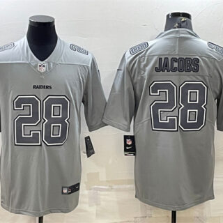 Men's Las Vegas Raiders #28 Josh Jacobs Grey Atmosphere Fashion Stitched Jersey