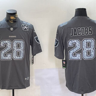 Men's Las Vegas Raiders #28 Josh Jacobs Grey Limited Stitched Jerseys