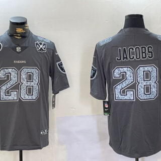 Men's Las Vegas Raiders #28 Josh Jacobs Grey Limited Stitched Jerseys