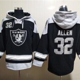 Men's Las Vegas Raiders #32 Marcus Allen Black Ageless Must-Have Lace-Up Pullover Hoodie