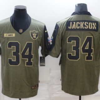 Men's Las Vegas Raiders #34 Bo Jackson Nike Olive 2021 Salute To Service Retired Player Limited Jersey
