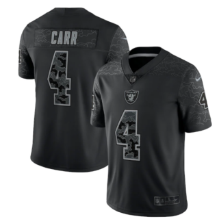 Men's Las Vegas Raiders #4 Derek Carr Black Reflective Limited Stitched Football Jersey