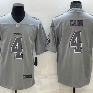 Men's Las Vegas Raiders #4 Derek Carr Grey Atmosphere Fashion Stitched Jersey