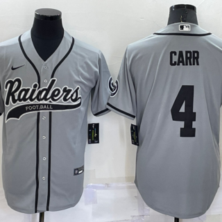Men's Las Vegas Raiders #4 Derek Carr Grey Cool Base Stitched Baseball Jersey