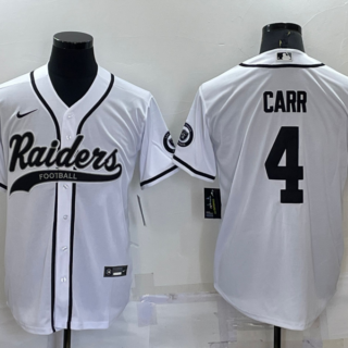 Men's Las Vegas Raiders #4 Derek Carr White Cool Base Stitched Baseball Jersey