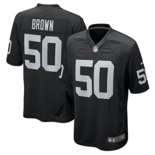 Men's Las Vegas Raiders #50 Jayon Brown Black Stitched Game Jersey
