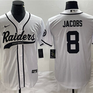 Men's Las Vegas Raiders #8 Josh Jacobs White Cool Base Stitched Baseball Jersey
