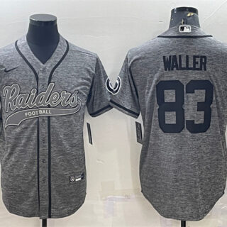 Men's Las Vegas Raiders #83 Darren Waller Grey With Patch Cool Base Stitched Baseball Jersey