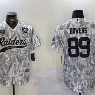 Men's Las Vegas Raiders #89 Brock Bowers 2024 Arctic Camo Salute To Service Stitched Baseball Jerseys