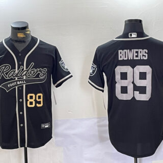Men's Las Vegas Raiders #89 Brock Bowers Black Cool Base Stitched Baseball Jerseys