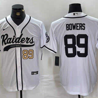 Men's Las Vegas Raiders #89 Brock Bowers White Cool Base Stitched Baseball Jerseys