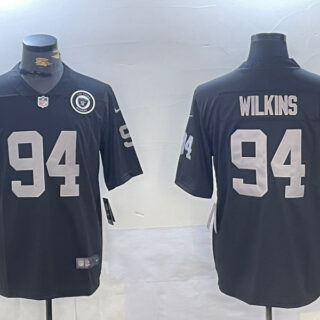 Men's Las Vegas Raiders #94 Christian Wilkins Black 65th Anniversary Patch Vapor Stitched Football Jerseys