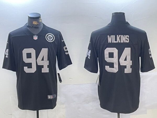 Men's Las Vegas Raiders #94 Christian Wilkins Black 65th Anniversary Patch Vapor Stitched Football Jerseys