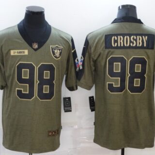 Men's Las Vegas Raiders #98 Maxx Crosby 2021 Olive Salute To Service Limited Stitched Jersey