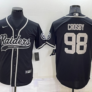 Men's Las Vegas Raiders #98 Maxx Crosby Black Cool Base Stitched Baseball Jersey