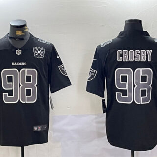Men's Las Vegas Raiders #98 Maxx Crosby Black With 65th Anniversary Patch Vapor Limited Stitched Jersey