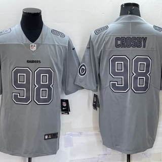 Men's Las Vegas Raiders #98 Maxx Crosby Grey Atmosphere Fashion Stitched Jersey