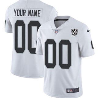 Men's Las Vegas Raiders Active Player Custom White 2024 65th Anniversary Patch Vapor Stitched Football Jersey