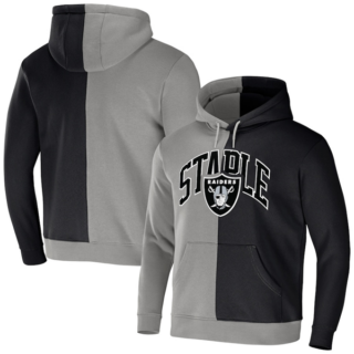 Men's Las Vegas Raiders Black Grey Split Logo Pullover Hoodie
