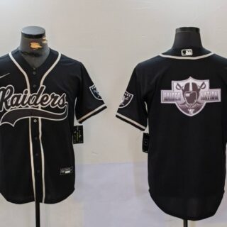 Men's Las Vegas Raiders Black Team Big Logo With Patch Cool Base Stitched Baseball Jerseys