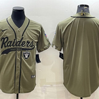 Men's Las Vegas Raiders Blank Olive Salute To Service Cool Base Stitched Baseball Jersey
