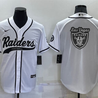 Men's Las Vegas Raiders White Team Big Logo With Patch Cool Base Stitched Baseball Jersey