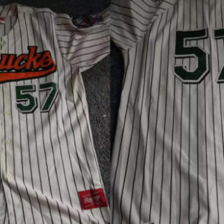 Men's Long Island Ducks #57 White Stitched Baseball Jersey