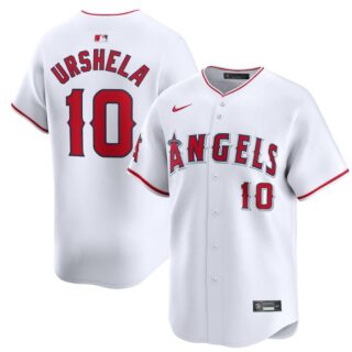 Men's Los Angeles Angels #10 Gio Urshela White Home Limited Stitched Baseball Jersey
