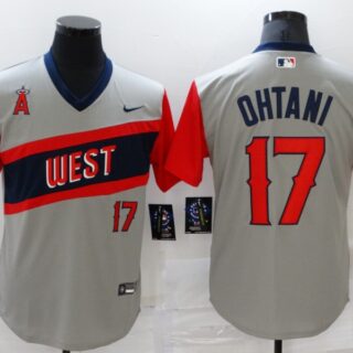 Men's Los Angeles Angels #17 Shohei Ohtani Grey 2021 Little League Classic Stitched Nike Jersey