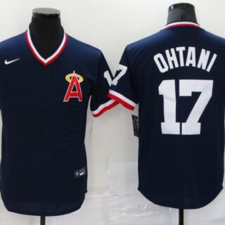 Men's Los Angeles Angels #17 Shohei Ohtani Navy Cool Base Stitched Baseball Jersey