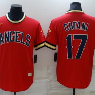 Men's Los Angeles Angels #17 Shohei Ohtani Red Cool Base Stitched Jersey
