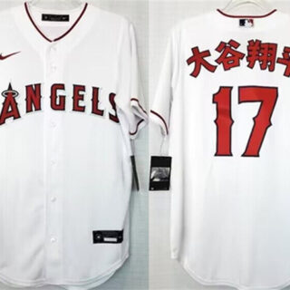 Men's Los Angeles Angels #17 u5927u8c37u7fd4u5e73 White Cool Base Stitched Jersey