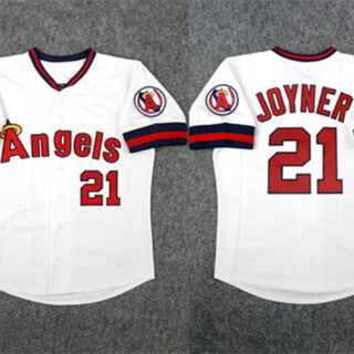 Men's Los Angeles Angels #21 Wally Joyner White 1989 All Star Stitched Home Jersey