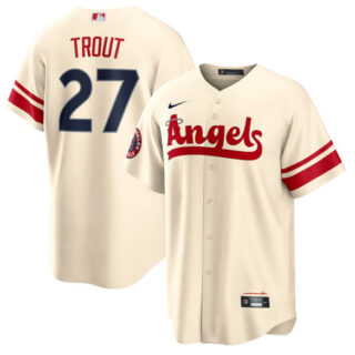 Men's Los Angeles Angels #27 Mike Trout 2022 Cream City Connect Cool Base Stitched Jersey
