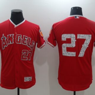 Men's Los Angeles Angels #27 Mike Trout Red Flex Base Stitched Baseball Jersey
