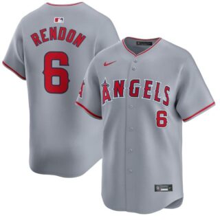 Men's Los Angeles Angels #6 Anthony Rendon Grey Away Limited Stitched Baseball Jersey