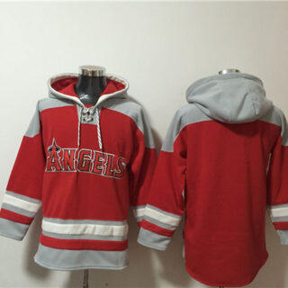 Men's Los Angeles Angels Blank Red Ageless Must-Have Lace-Up Pullover Hoodie