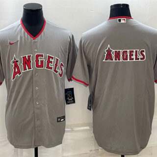 Men's Los Angeles Angels Gray Team Big Logo Cool Base Stitched Jersey