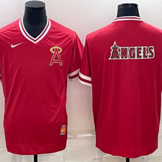 Men's Los Angeles Angels Red Team Big Logo Cool Base Stitched Jersey