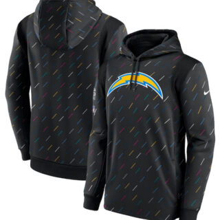 Men's Los Angeles Chargers 2021 Charcoal Crucial Catch Therma Pullover Hoodie