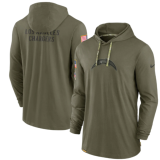 Men's Los Angeles Chargers 2022 Olive Salute To Service Tonal Pullover Hoodie