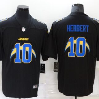 Men's Los Angeles Chargers #10 Justin Herbert Black 2020 Shadow Logo Vapor Untouchable Stitched NFL Nike Limited Jersey