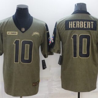 Men's Los Angeles Chargers #10 Justin Herbert Nike Olive 2021 Salute To Service Limited Player Jersey