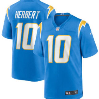 Men's Los Angeles Chargers #10 Justin Herbert Powder Blue 2020 NFL Draft Jersey
