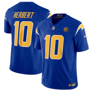 Men's Los Angeles Chargers #10 Justin Herbert Royal 2023 F.U.S.E. With John Madden Patch Vapor Limited Stitched Football Jersey