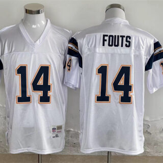 Men's Los Angeles Chargers #14 Dan Fouts White Throwback Stitched Jersey